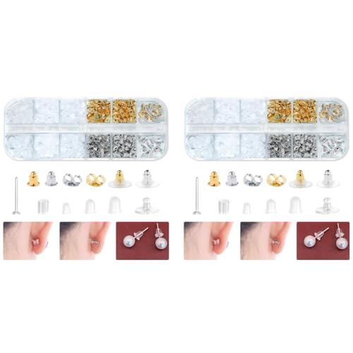 MAYCREATE® 600Pcs Earrings Back Stopper for Ear Studs 12 Style Clear Clutch Metal Silicone Backs Replacement Kits Fish Hook Hoops with Storage Box MAYCREATE® 600Pcs Earrings Back Stopper for Ear Studs 12 Style Clear Clutch Metal Silicone Backs Replacement Kits Fish Hook Hoops with Storage Box